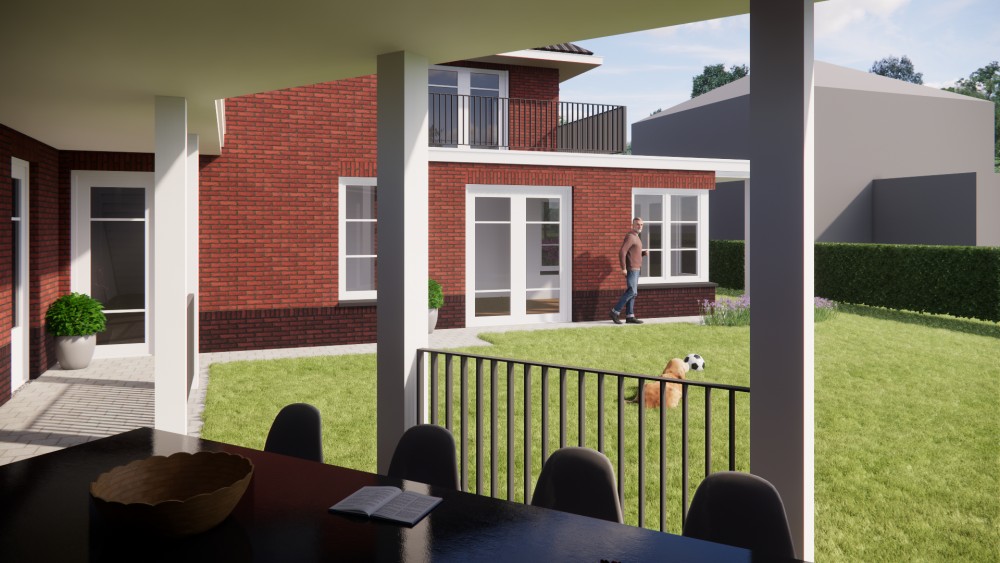 Afbeelding van Vrijstaand jaren 30 huis met metselwerkgevels en schilddak met gegolfde dakpannen - 7dd67145-51f7-41d8-a8cc-1d61e41121e4