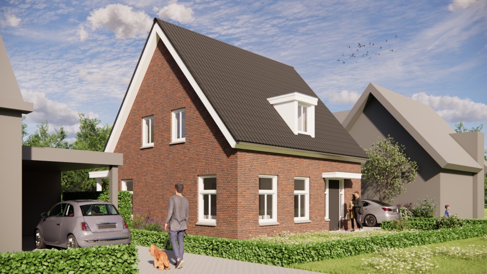 Afbeelding van Jaren 30 moderne woning met zadeldak, metselwerk en gegolfde dakpannen - cf50fd5c-5d37-4ed7-8cb0-7673cffef5d1