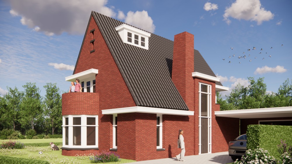Afbeelding van Vrijstaande jaren 30 woning in metselwerk met zadeldak en gegolfde dakpannen - 4f042557-6fd6-4c2a-8c78-6446e6f3631d
