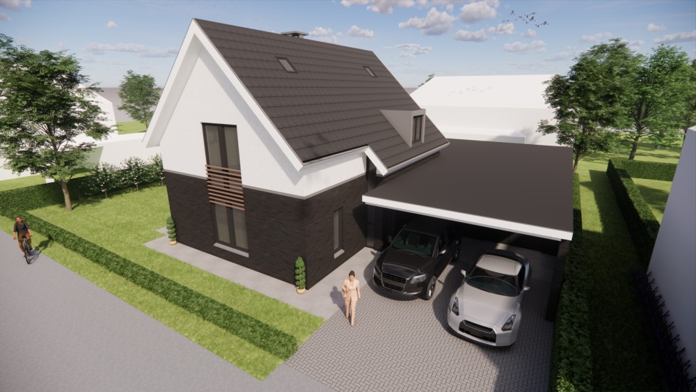 Afbeelding van Vrijstaande eigentijdse woning met metselwerkgevel en zadeldak met vlakke dakpannen - 8f91c9ef-ae1a-4685-ba9b-c22860fa5238