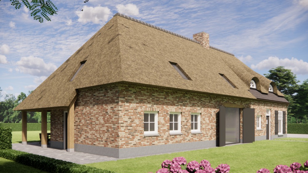 Afbeelding van Vrijstaande boerderij met beige metselwerk, dakkapel en luiken - de2fd26f-2266-4029-b9ae-fb64fd9c1ed0