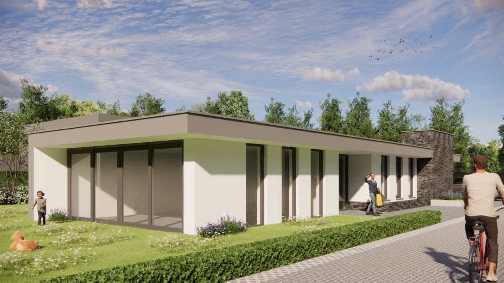 Afbeelding van Modern vrijstaand woonhuis met plat dak en pleisterwerk - 41aaedac-3de5-4b7b-a7a4-eb61f9ced3f9