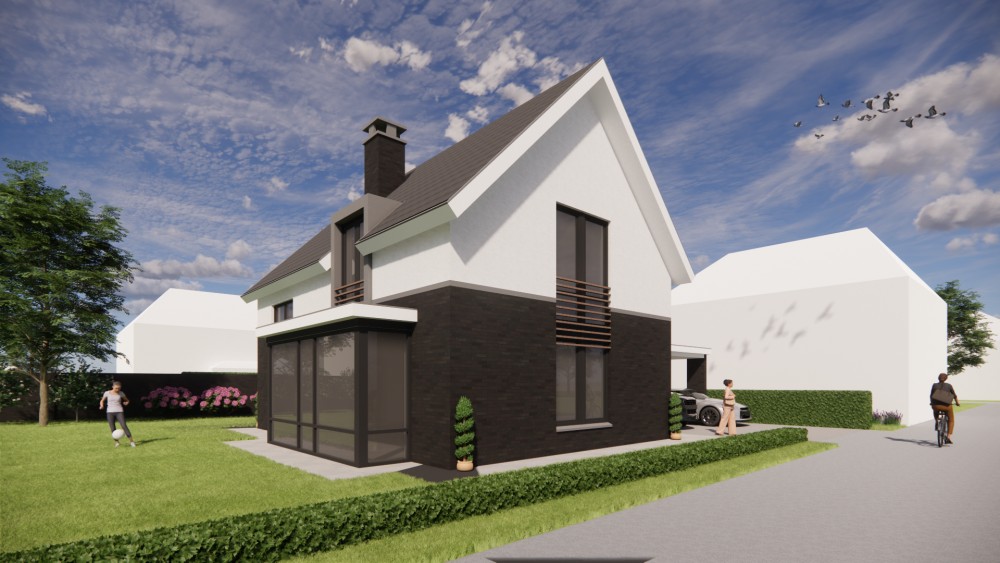 Afbeelding van Vrijstaande eigentijdse woning met metselwerkgevel en zadeldak met vlakke dakpannen - 8f91c9ef-ae1a-4685-ba9b-c22860fa5238