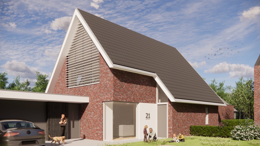 Afbeelding van Moderne woning met zadeldak, metselwerk en verholen dakgoot - f34d2271-d7cf-4dab-aebc-857b490ccafd