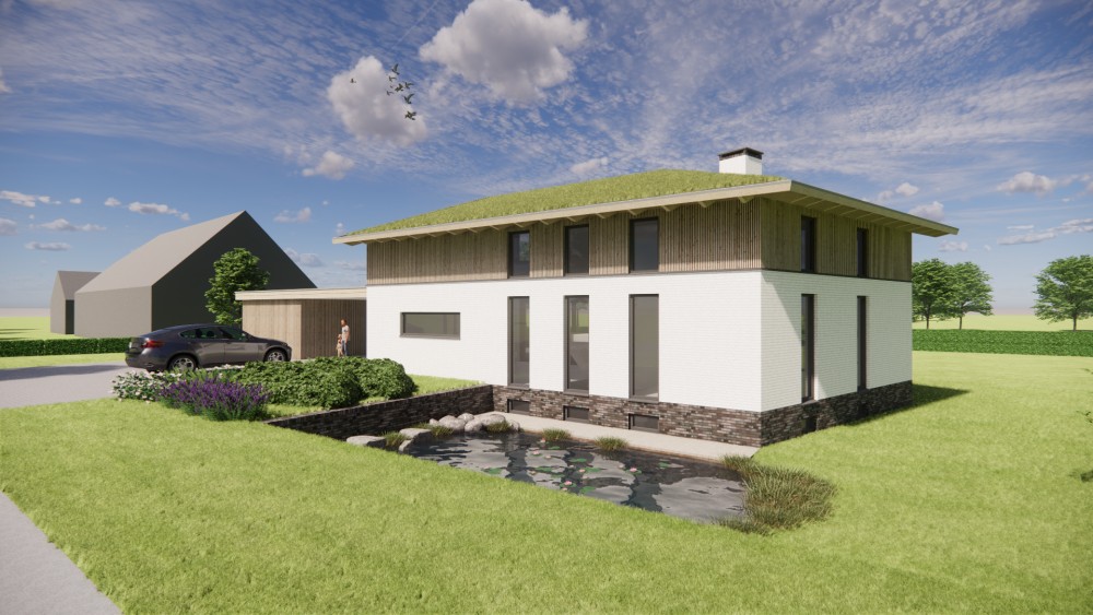 Afbeelding van Duurzame woning met houten gevels, groendak en dakoverstek - 97d08aa7-ab99-402f-b3d2-9b4e08d37f40