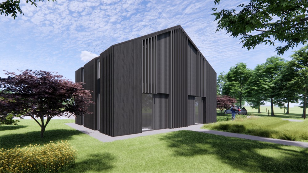 Afbeelding van Landelijke schuurwoning bestaande uit 3 delen met een gevel van metaal, hout en golfplaat - 3760d3e4-5e4d-402c-bb06-7c1b584e78b9