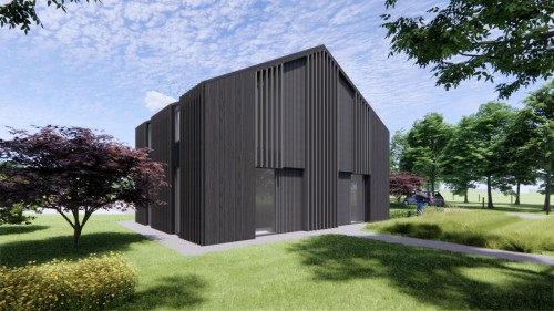 Project image Landelijke schuurwoning bestaande uit 3 delen met een gevel van metaal, hout en golfplaat - 3760d3e4-5e4d-402c-bb06-7c1b584e78b9