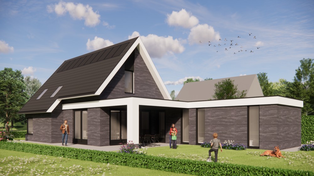 Afbeelding van Moderne woning met metselwerk gevel, hoekkozijn en overkapt terras - 51dabc86-17dd-4729-afab-9439e102186b