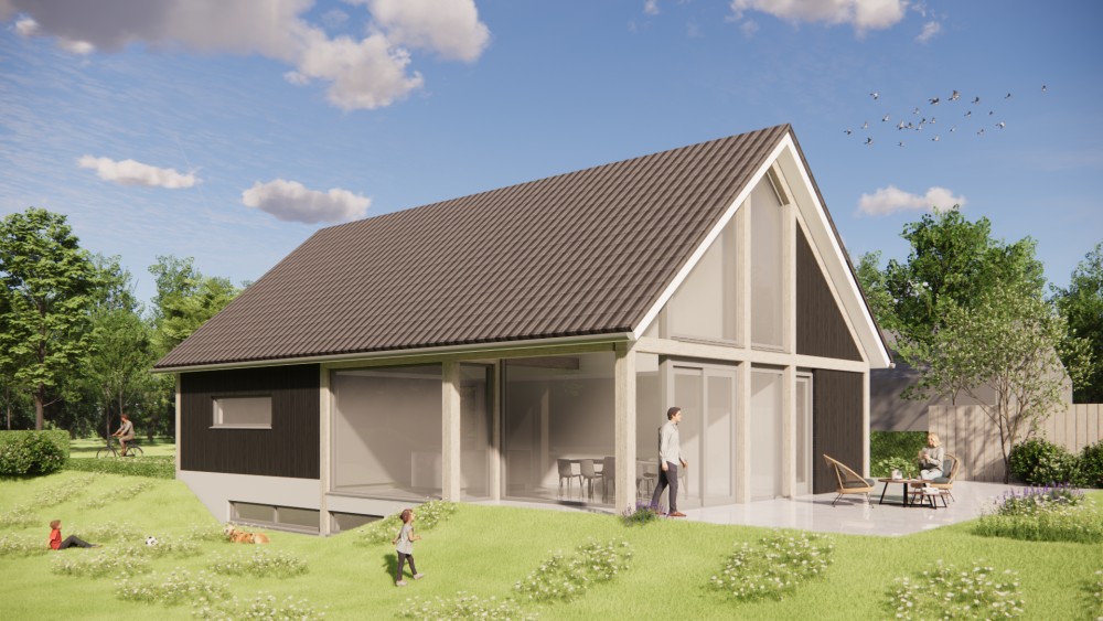 Afbeelding van Vrijstaande schuurwoning met houten gevel, hoekkozijnen en overkapt terras - b40e0447-e57f-4f10-8292-d79c7be398e8