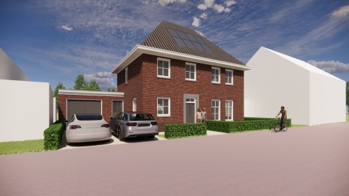 Afbeelding van Traditionele notariswoning met metselwerk gevel, schilddak en witte betimmerde dakrand - b4e2406b-dbaa-4ca7-9084-e58a7ab5c68e