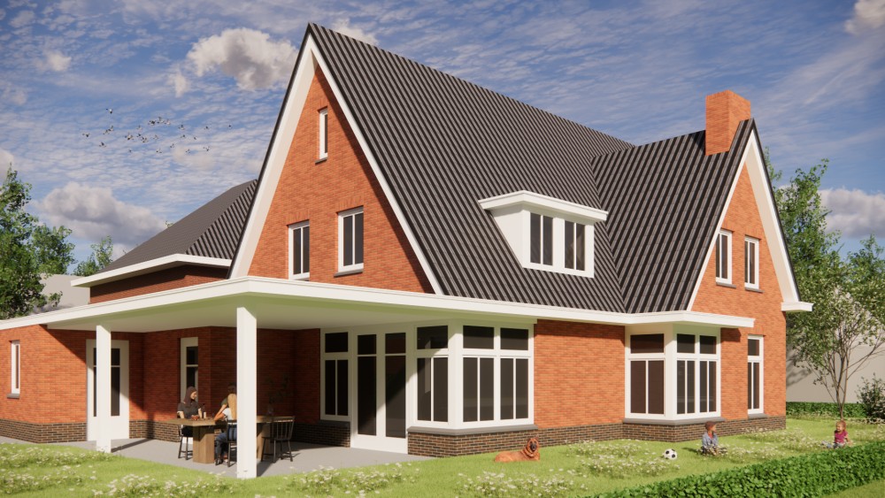 Afbeelding van Notariswoning in jaren 30 stijl met metselwerkgevel en klassiek schilddak - 72479184-e670-4c05-bc7c-b8e0572f5d30