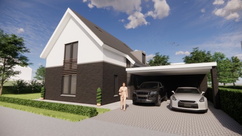 Afbeelding van Vrijstaande eigentijdse woning met metselwerkgevel en zadeldak met vlakke dakpannen - 8f91c9ef-ae1a-4685-ba9b-c22860fa5238
