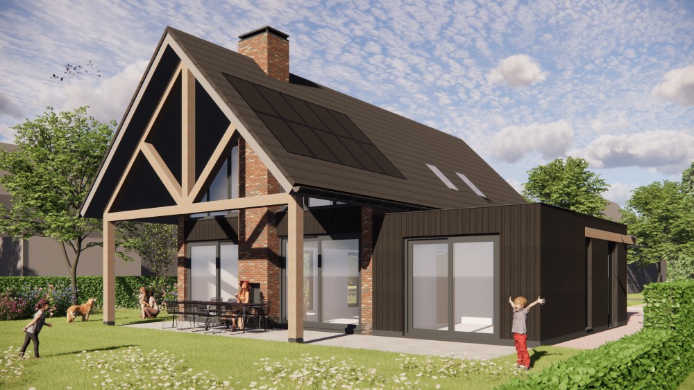 Afbeelding van Landelijke schuurwoning met metselwerk en houten accenten - 23bec32e-6fa5-4476-a0d5-b6d2f8c981be