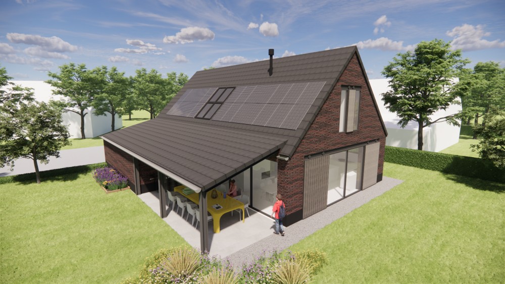 Afbeelding van Vrijstaande schuurwoning met metselwerk gevels en zadeldak met vlakke dakpan - cc3c31f8-f34f-49af-a02c-161c67c63a32