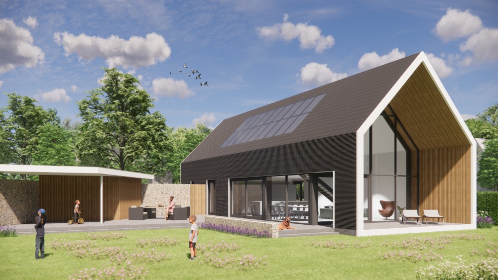 Afbeelding van Landelijke schuurwoning met natuurlijke materialen en heldere zichtlijnen - 57f359bc-8103-4969-a9fe-16167eba4164