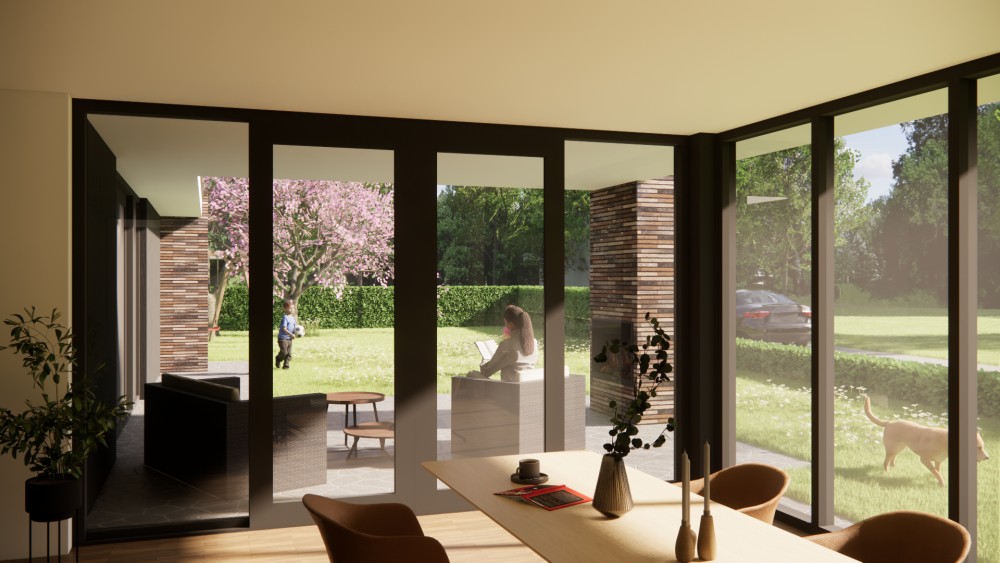 Afbeelding van Moderne woning met wit pleisterwerk en rieten kap - 4ee3bbf0-9492-46e1-a520-c20f725c98e3