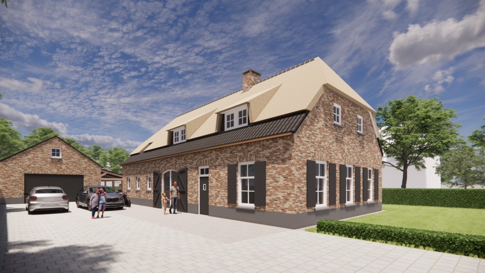 Afbeelding van Vrijstaande landelijke woning met rieten wolfsdak en bruine metselwerkgevel - 5f6abb5e-4758-403b-a8c5-032f0c0fd571