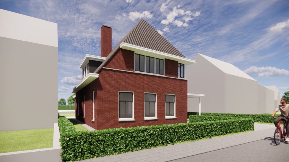 Afbeelding van Jaren 30 woning met metselwerk gevels, wolfsdak en klassieke details - bd5f5731-eb00-40e7-9aab-3fe54323d53c