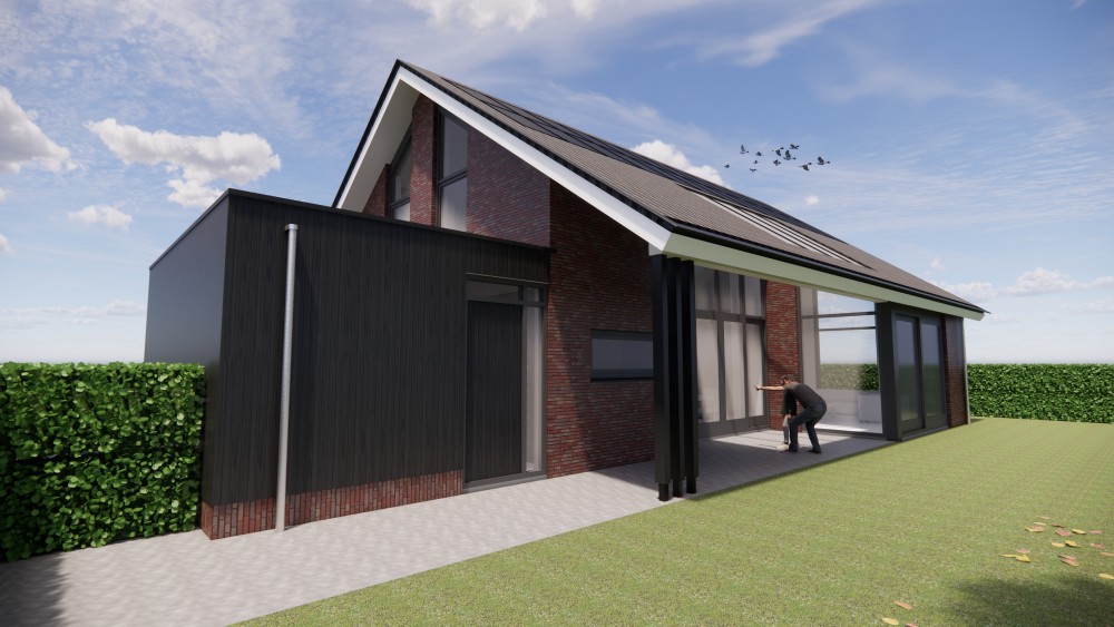 Afbeelding van Moderne woning met metselwerk gevel, houten accenten en overdekt terras - e55449ca-45dd-425a-a966-5607049424d7