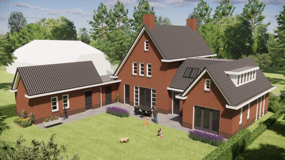 Afbeelding van Vrijstaande jaren 30 woning met metselwerk gevels en zadeldak met gegolfde dakpannen - e2dbc317-b667-4b22-a876-d25bdf335218