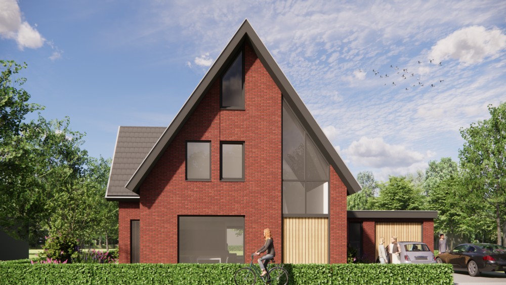 Afbeelding van Moderne woning met hoog zadeldak, houten accenten en royale overkapping - 141ffbb5-1ebc-4c54-9219-64723cf078f5
