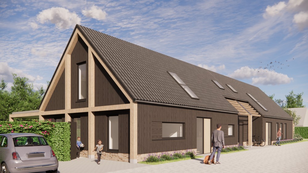 Afbeelding van Schuurwoning 2 onder 1 kap met hout, zadeldak en gegolfde dakpannen (2/2) - bf2a81b7-dc14-4758-9acf-38819ba6f189
