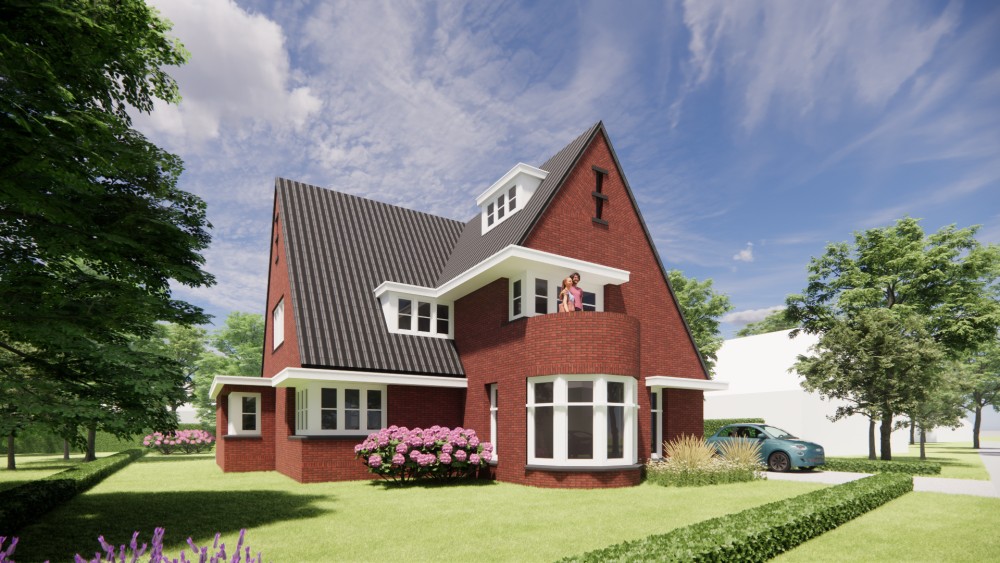 Afbeelding van Vrijstaande jaren 30 woning in metselwerk met zadeldak en gegolfde dakpannen - 4f042557-6fd6-4c2a-8c78-6446e6f3631d