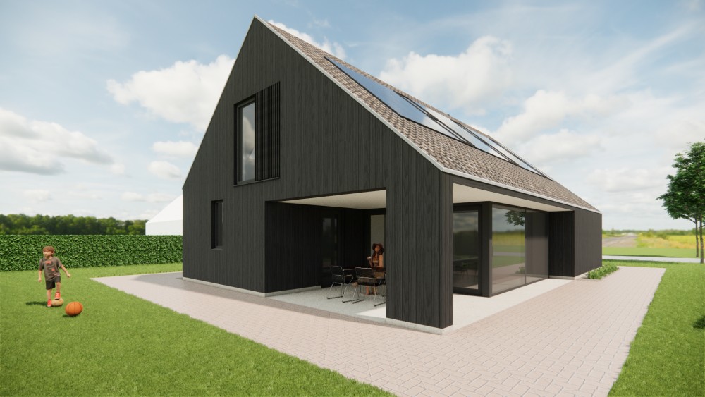 Afbeelding van Landelijke schuurwoning met houten gevel, zadeldak en buiten shutters - 1e079f83-dd9a-42cb-a0c6-dbb0fbe28447