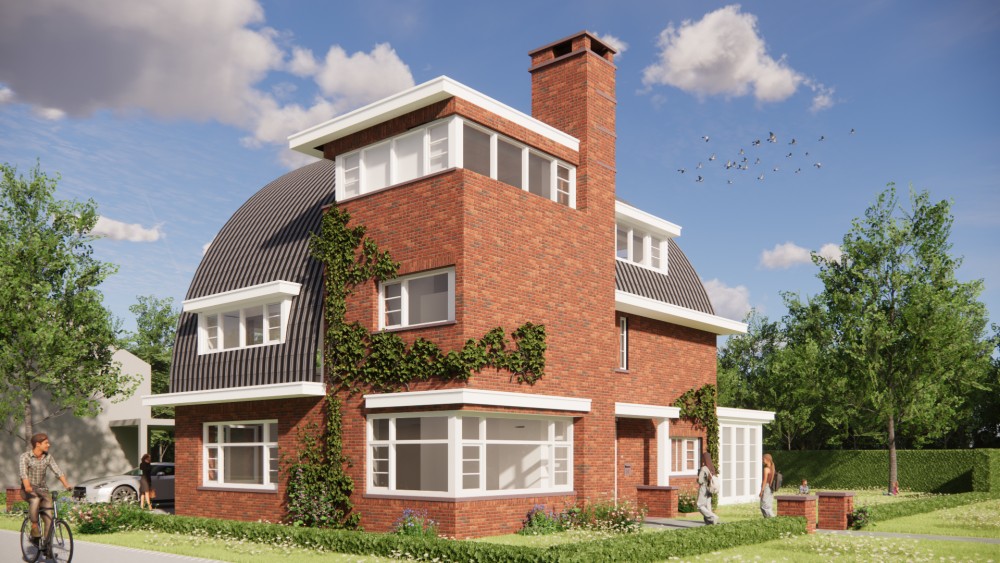 Afbeelding van Jaren 30 woning met zadeldak, gegolfde dakpannen en metselwerk gevel - 9264065f-f0cc-4612-9e86-4ea960894fb3