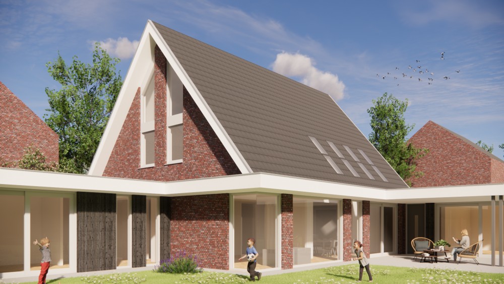 Afbeelding van Moderne woning met zadeldak, metselwerk en verholen dakgoot - f34d2271-d7cf-4dab-aebc-857b490ccafd