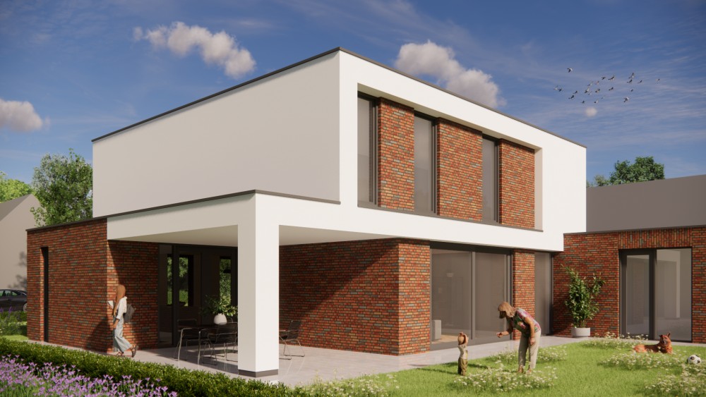 Afbeelding van Kubistische villa met strak pleisterwerk en royale raampartijen - cf671f28-199e-4e8b-8ab9-bacbc466d1b8