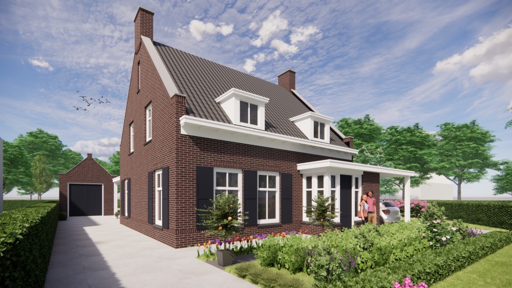 Afbeelding van Vrijstaande jaren 30 nieuwbouw met metselwerkgevel, zadeldak en dakkapel - 77993967-99bd-4c4d-8736-b3c3f0fd375a