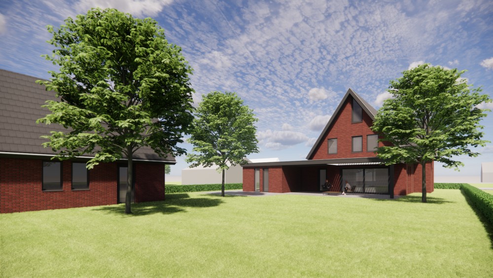 Afbeelding van Moderne woning met hoog zadeldak, houten accenten en royale overkapping - 141ffbb5-1ebc-4c54-9219-64723cf078f5