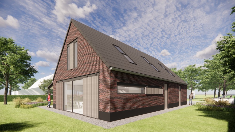 Afbeelding van Vrijstaande schuurwoning met metselwerk gevels en zadeldak met vlakke dakpan - cc3c31f8-f34f-49af-a02c-161c67c63a32