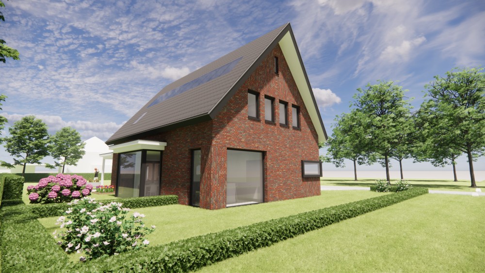 Afbeelding van Moderne woning met metselwerk gevels, vlakke dakpannen en uitgesproken risaliet - 2baff2be-b956-4291-80fe-87718b887772