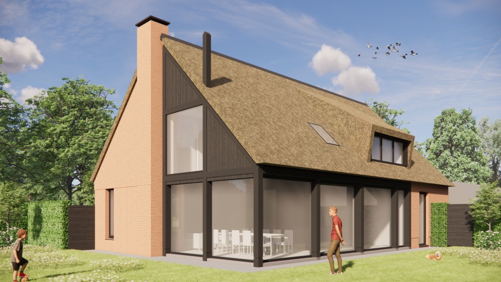 Afbeelding van Rietgedekte schuurwoning met bakstenen gevel en houten details - d18bb652-9dfb-48d0-9a4b-20c652a97cb6